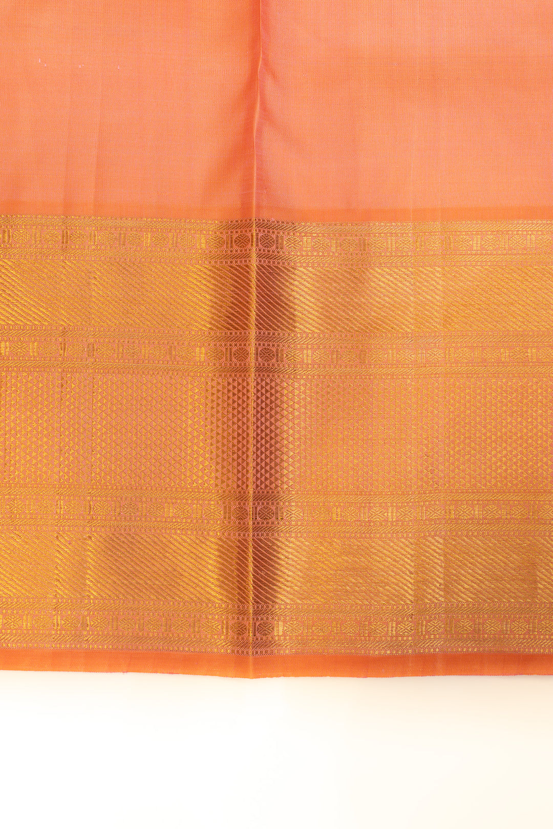 Light pink and peach floral brocade pure Kanchipuram silk saree