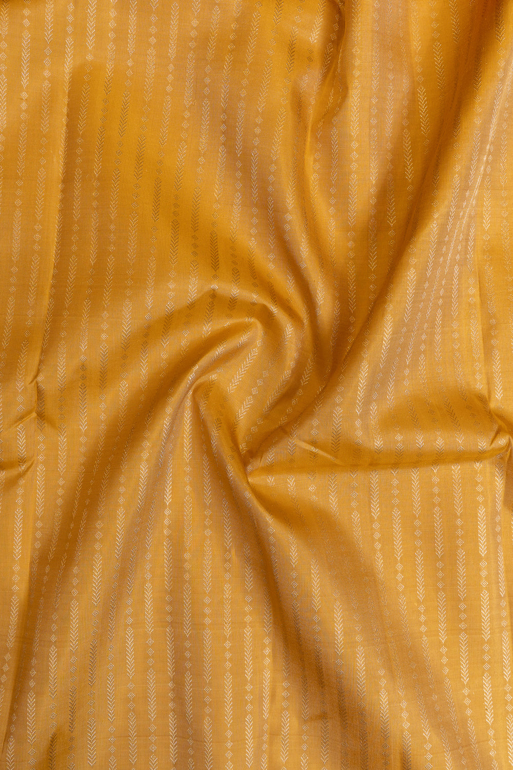 Sandal yellow and peach stripes pure Kanchipuram silk saree