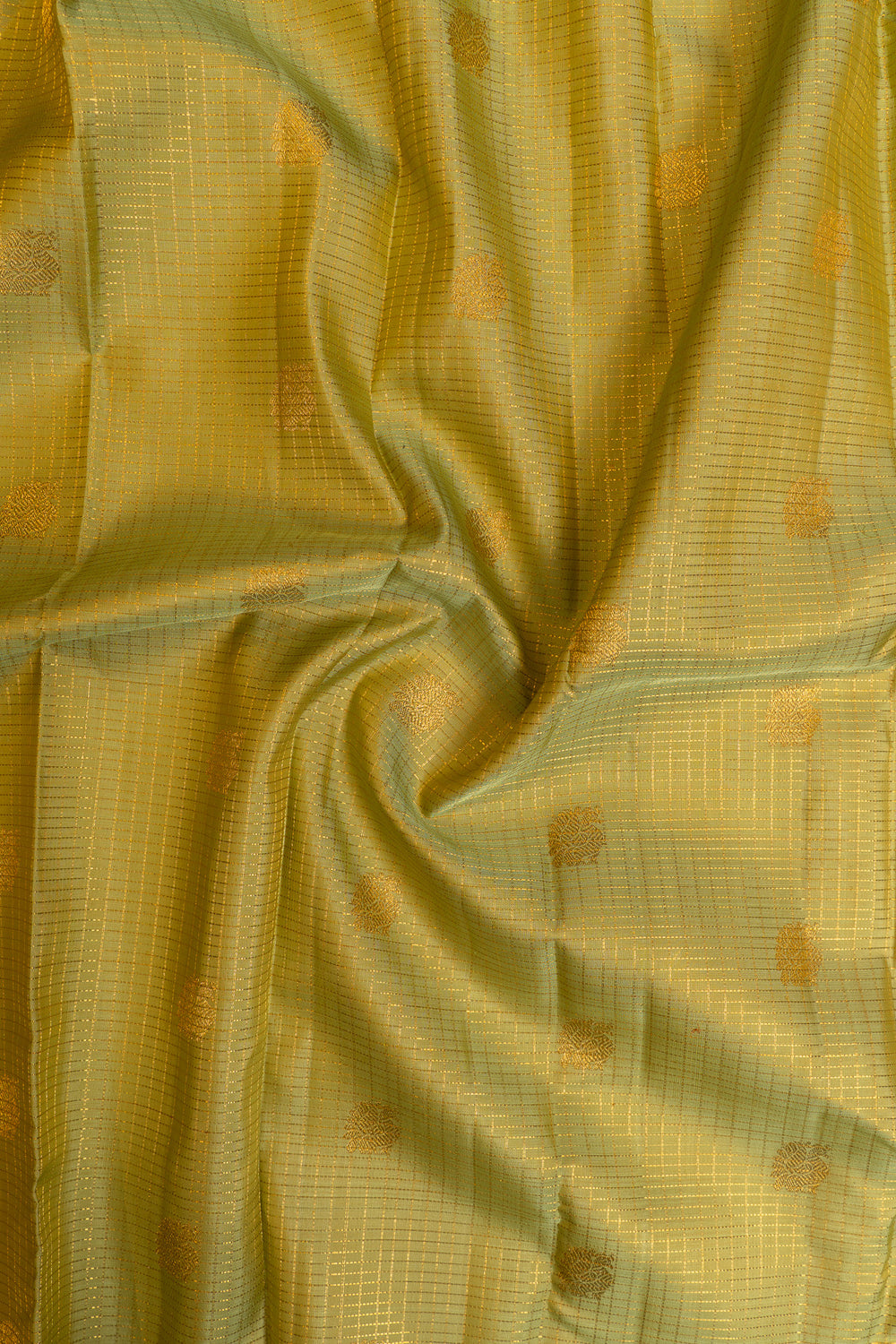 Mint green zari checks pure Kanchipuram silk saree