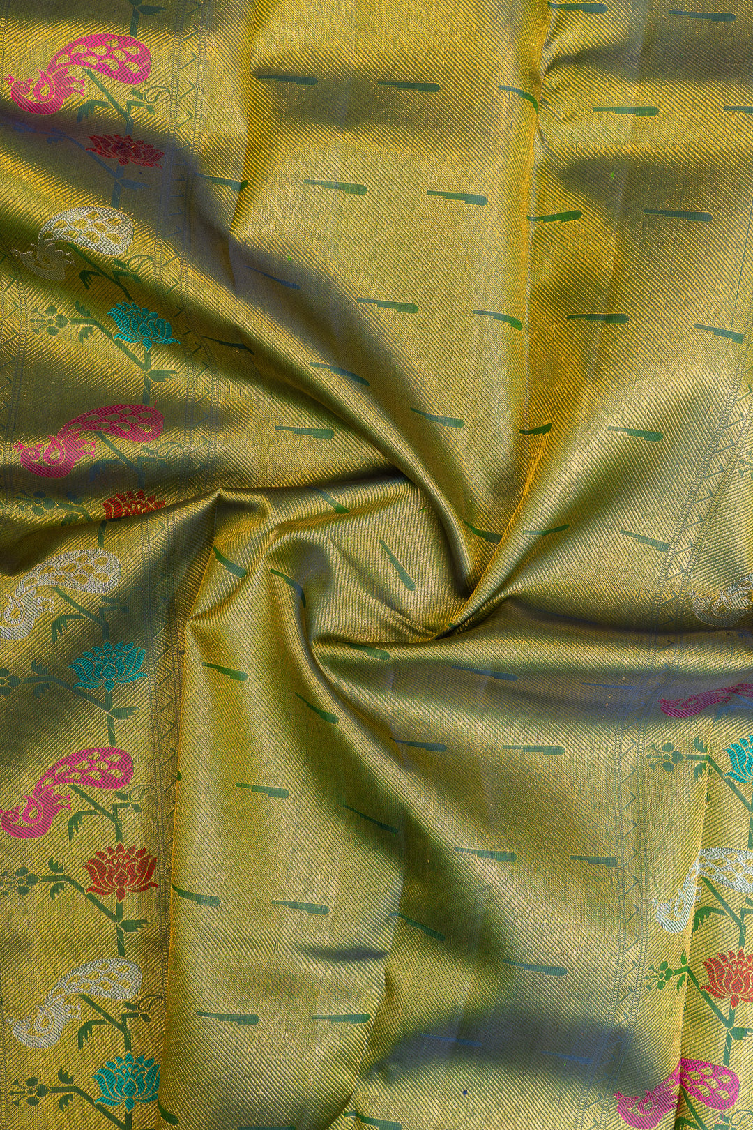 Peacock green Paithani Kanchipuram pure silk saree