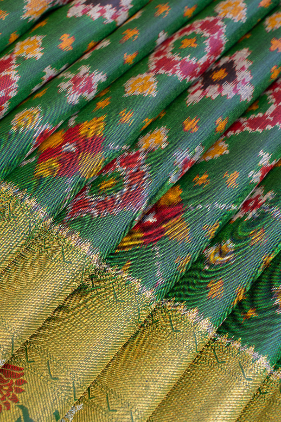 Peacock green Paithani Kanchipuram pure silk saree