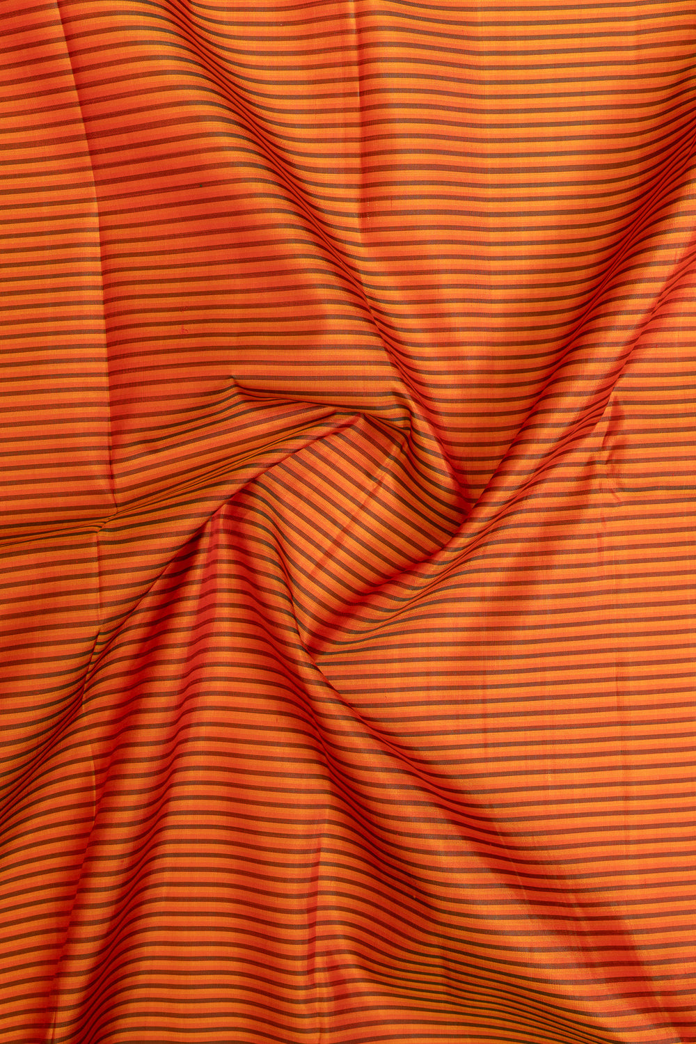 Rust orange stripes pure Kanchipuram silk saree