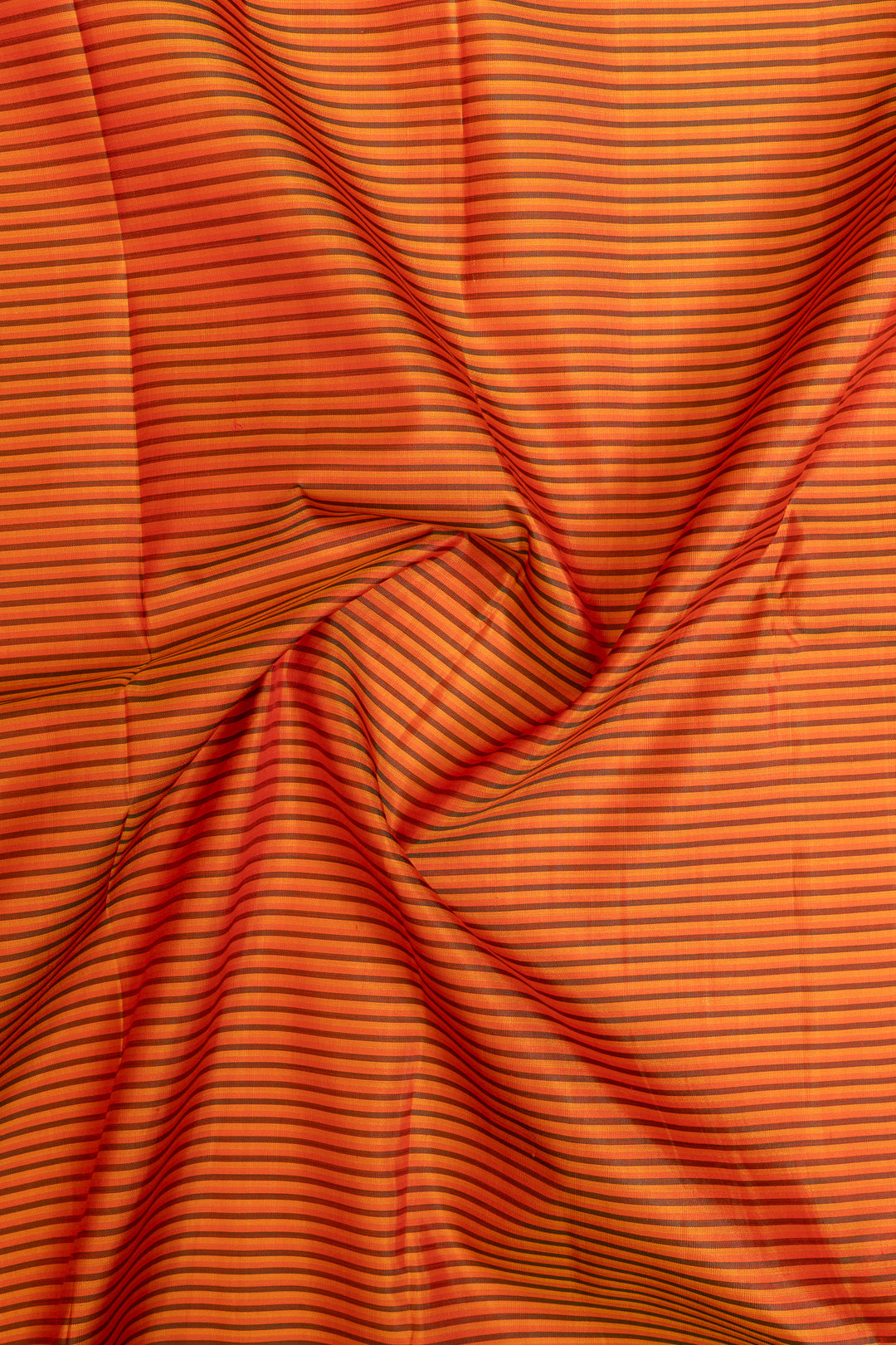 Rust orange stripes pure Kanchipuram silk saree