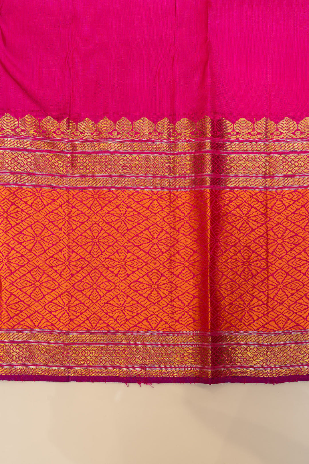Grey ikat and peach ikat  Kanchipuram pure silk saree