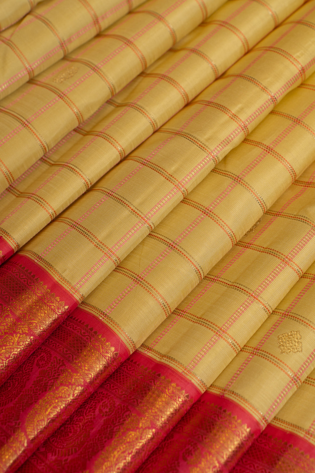 Pastel yellow Ganga Jamuna pure Kanchipuram silk saree