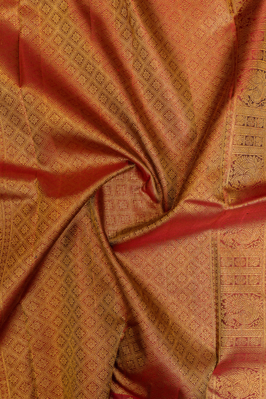 Mauve pink and Maroon turning border pure Kanchipuram silk saree