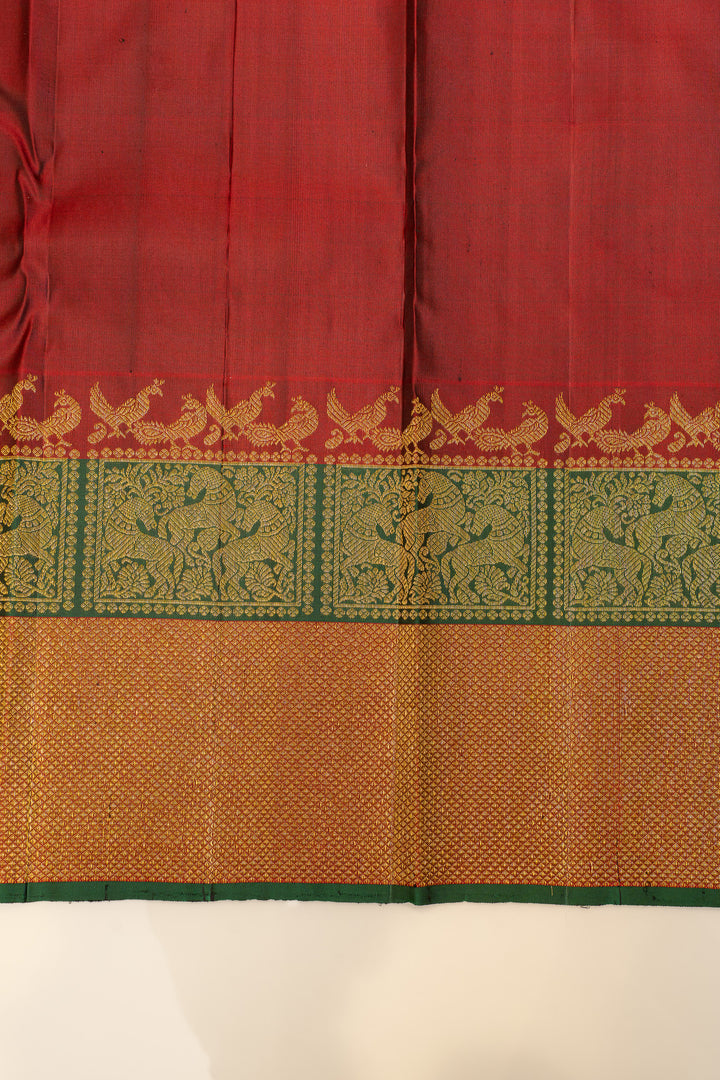 Mauve pink and Maroon turning border pure Kanchipuram silk saree