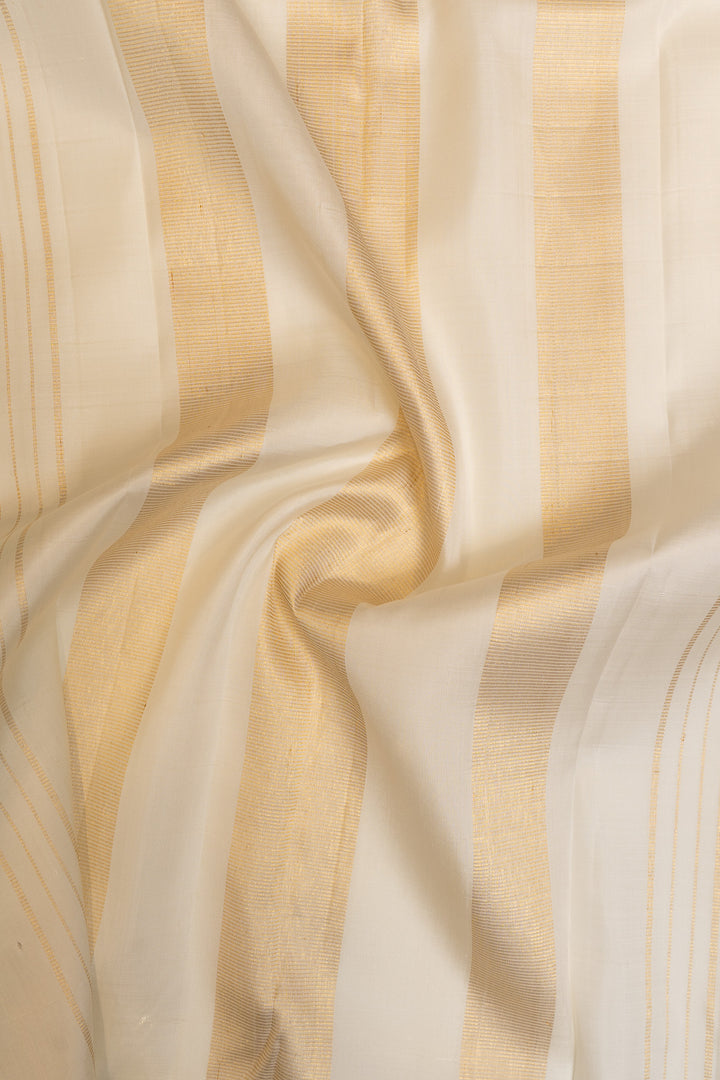 Mint green and ivory linen Kanchipuram  silk saree