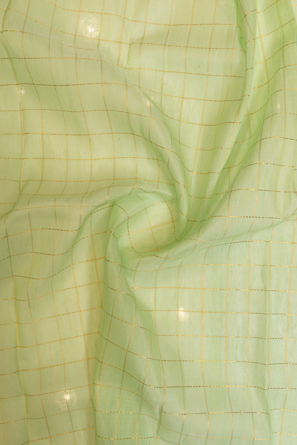 Mint green and ivory linen Kanchipuram  silk saree