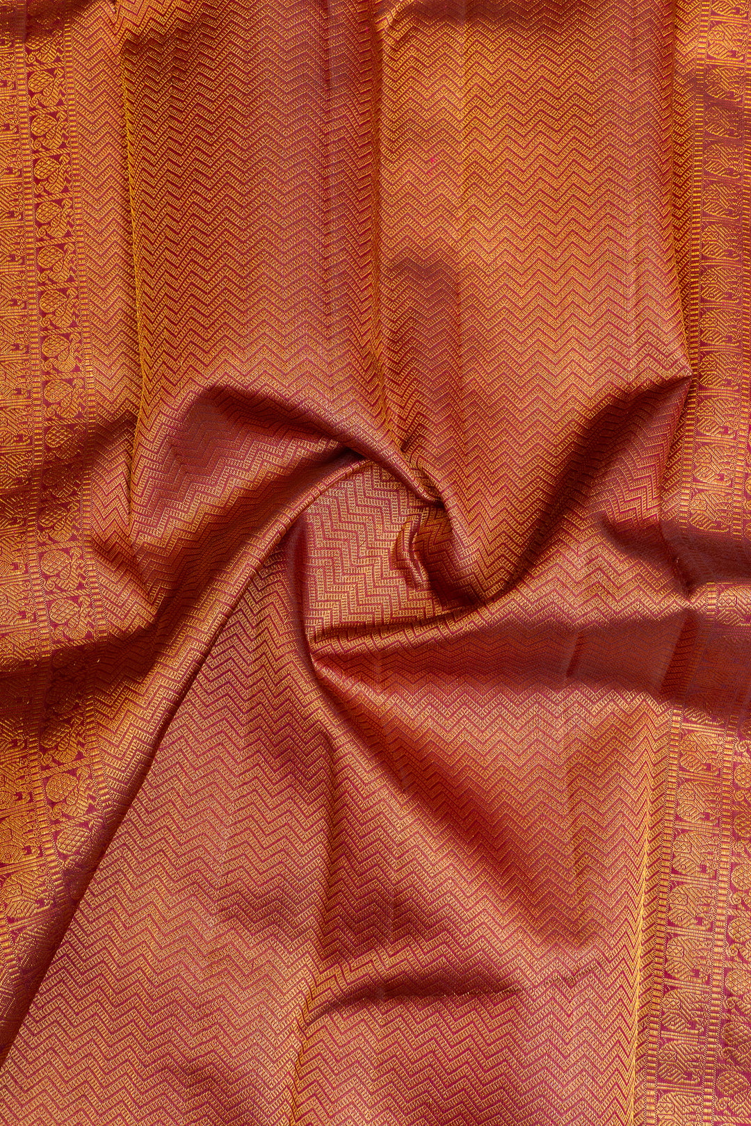 Cream and magenta zari stripes pure Kanchipuram silk saree