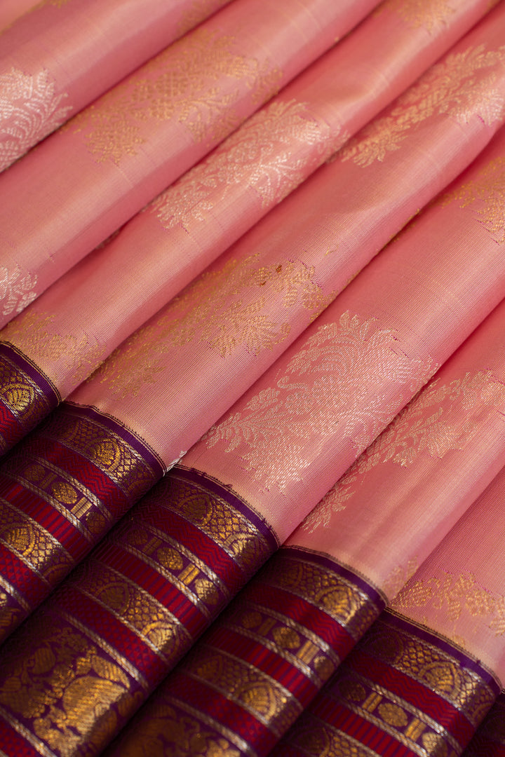 Lotus pink kodi visiri pure Kanchipuram silk saree