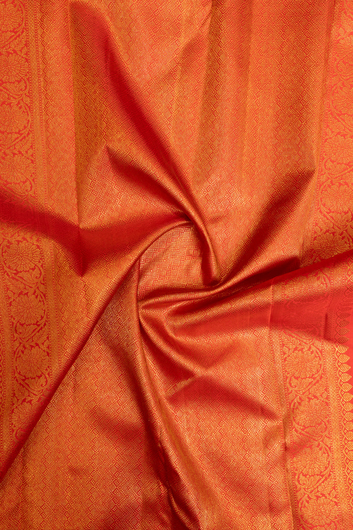 Gold and red pure Kanchipuram silk saree