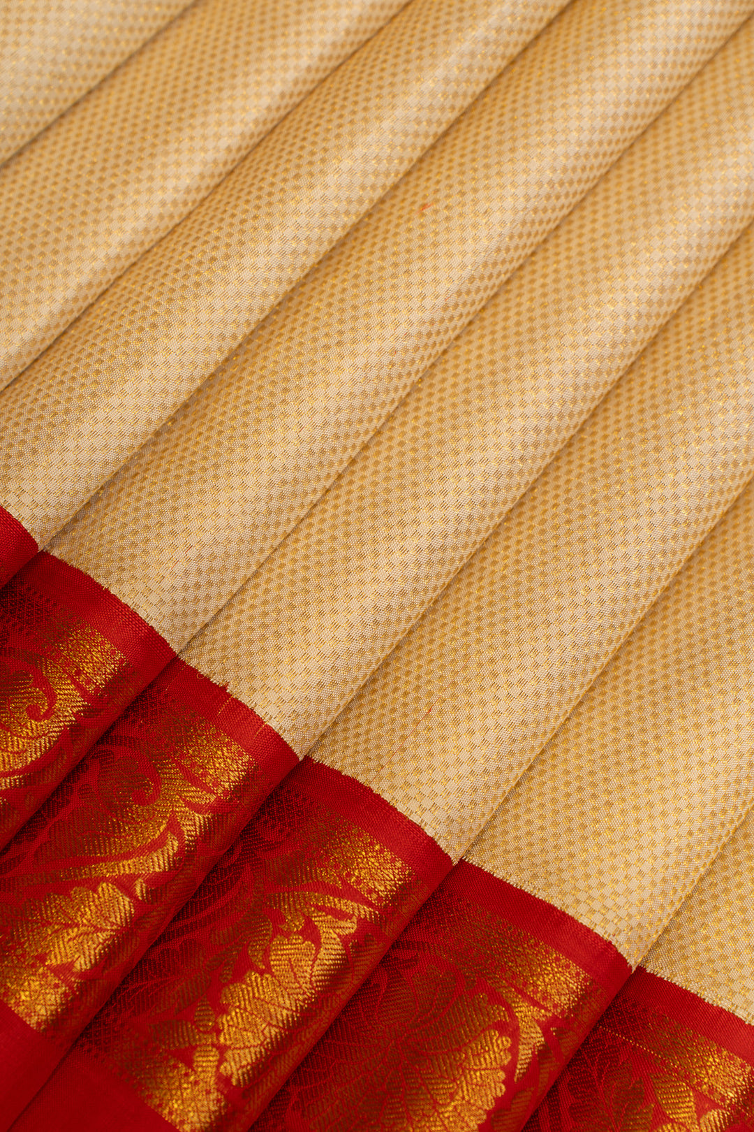 Gold and red pure Kanchipuram silk saree