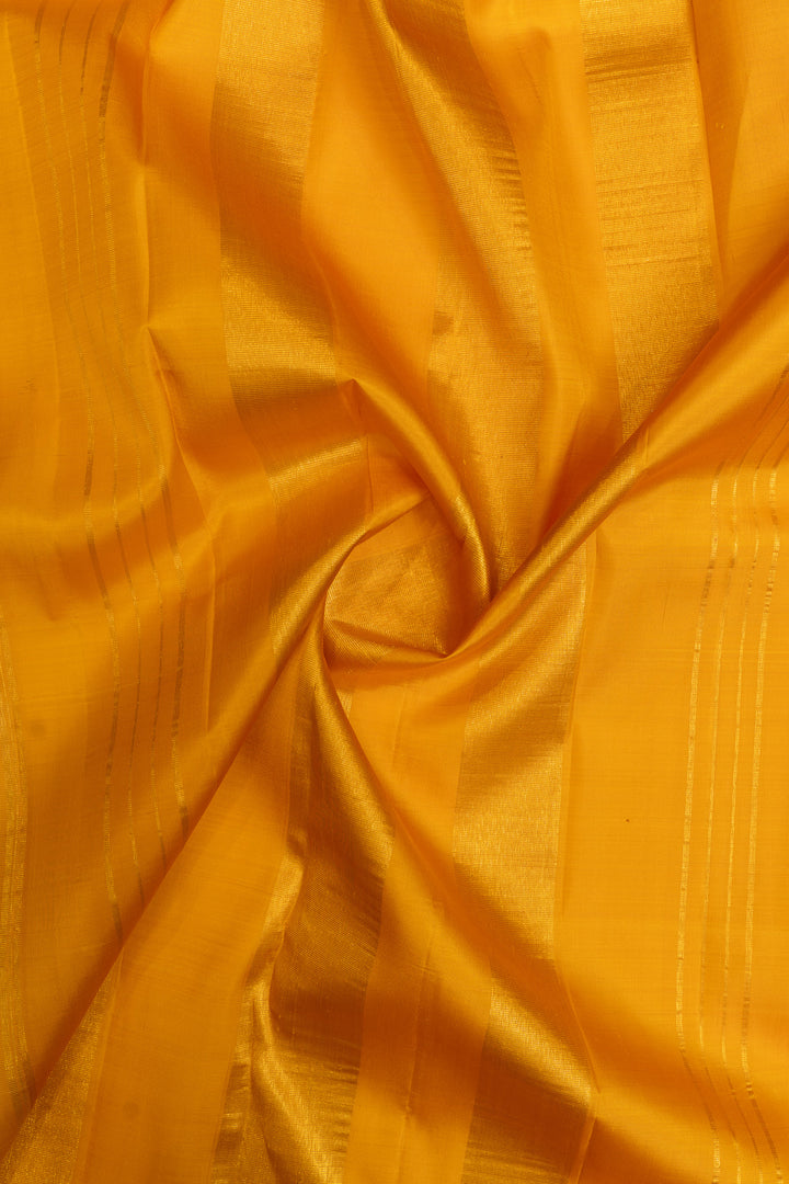 Ivory and mustard checks pure linen Kanchipuram silk saree
