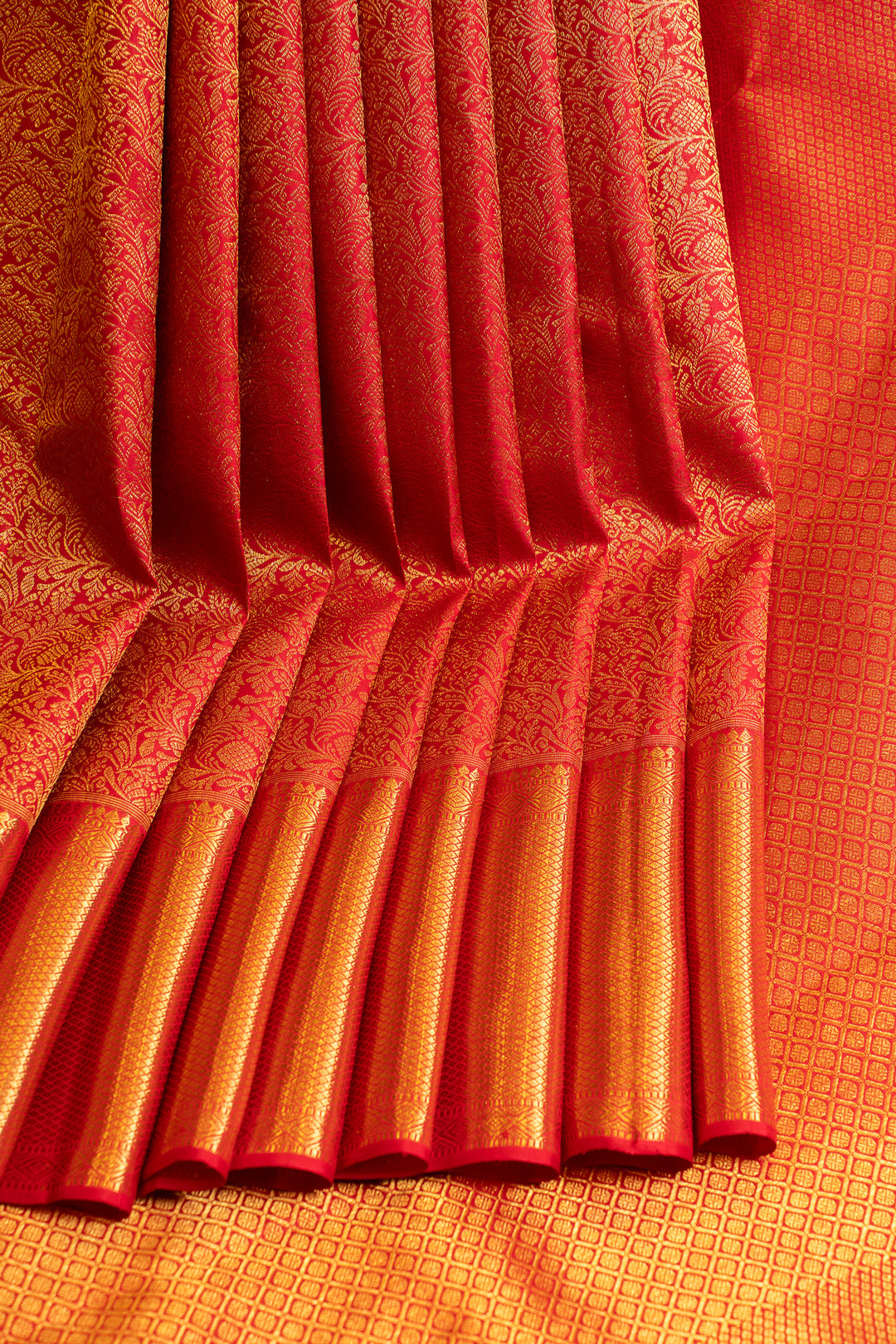 Red brocade pure Kanchipuram silk saree