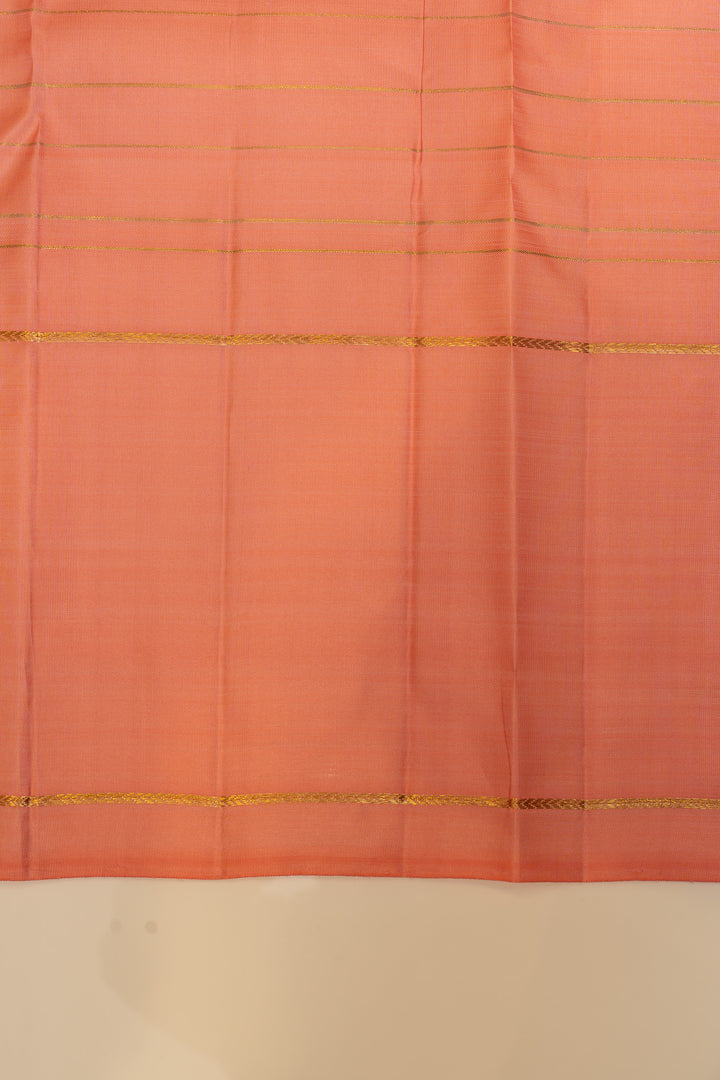 Beige and peach multi checks pure Kanchipuram silk saree