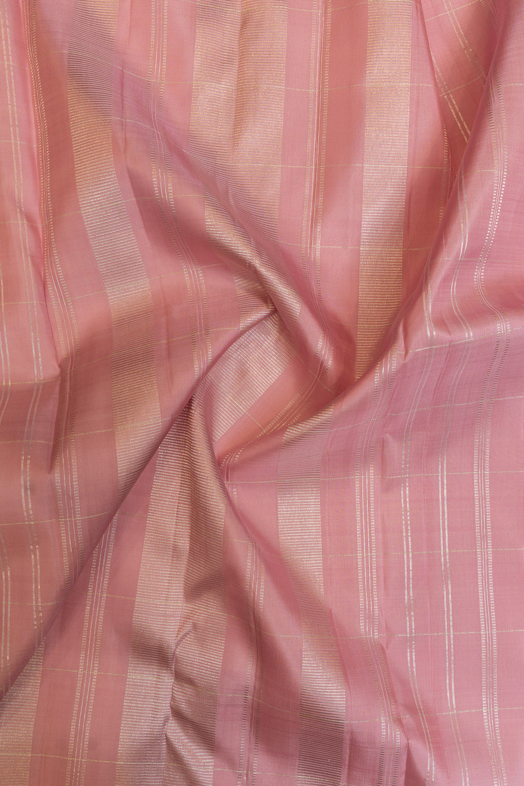 Lilac and brown multi checks pure Kanchipuram silk saree
