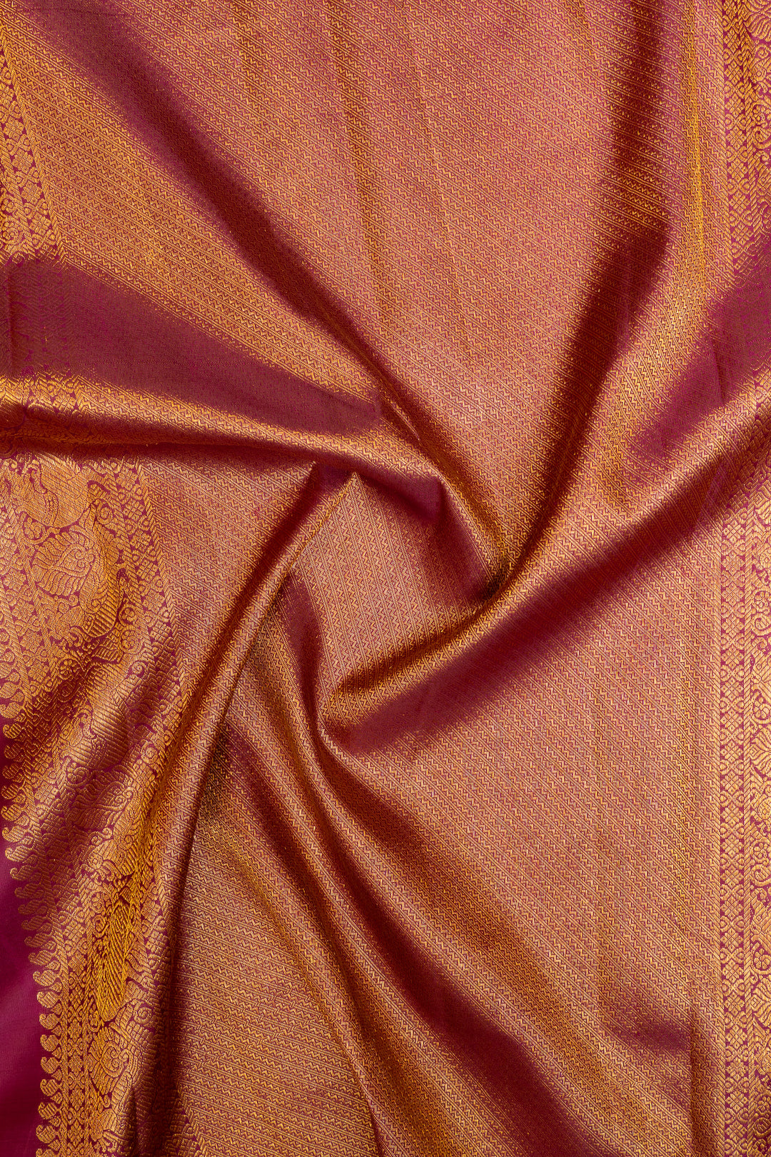 Orange and Brown zari checks pure Kanchipuram silk saree