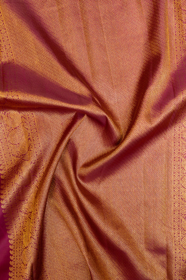 Orange and Brown zari checks pure Kanchipuram silk saree
