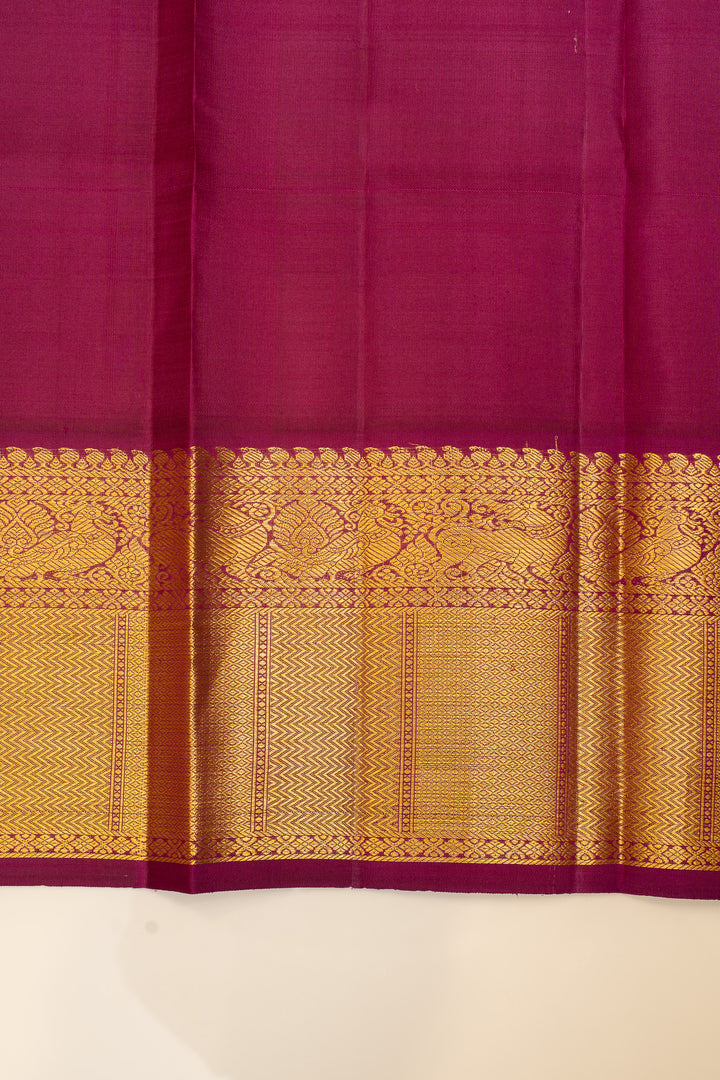 Orange and Brown zari checks pure Kanchipuram silk saree