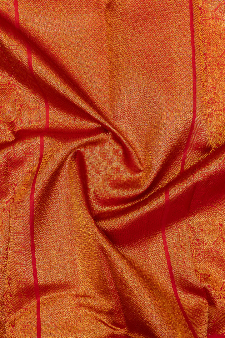 Purple and red pure Kanchipuram silk saree