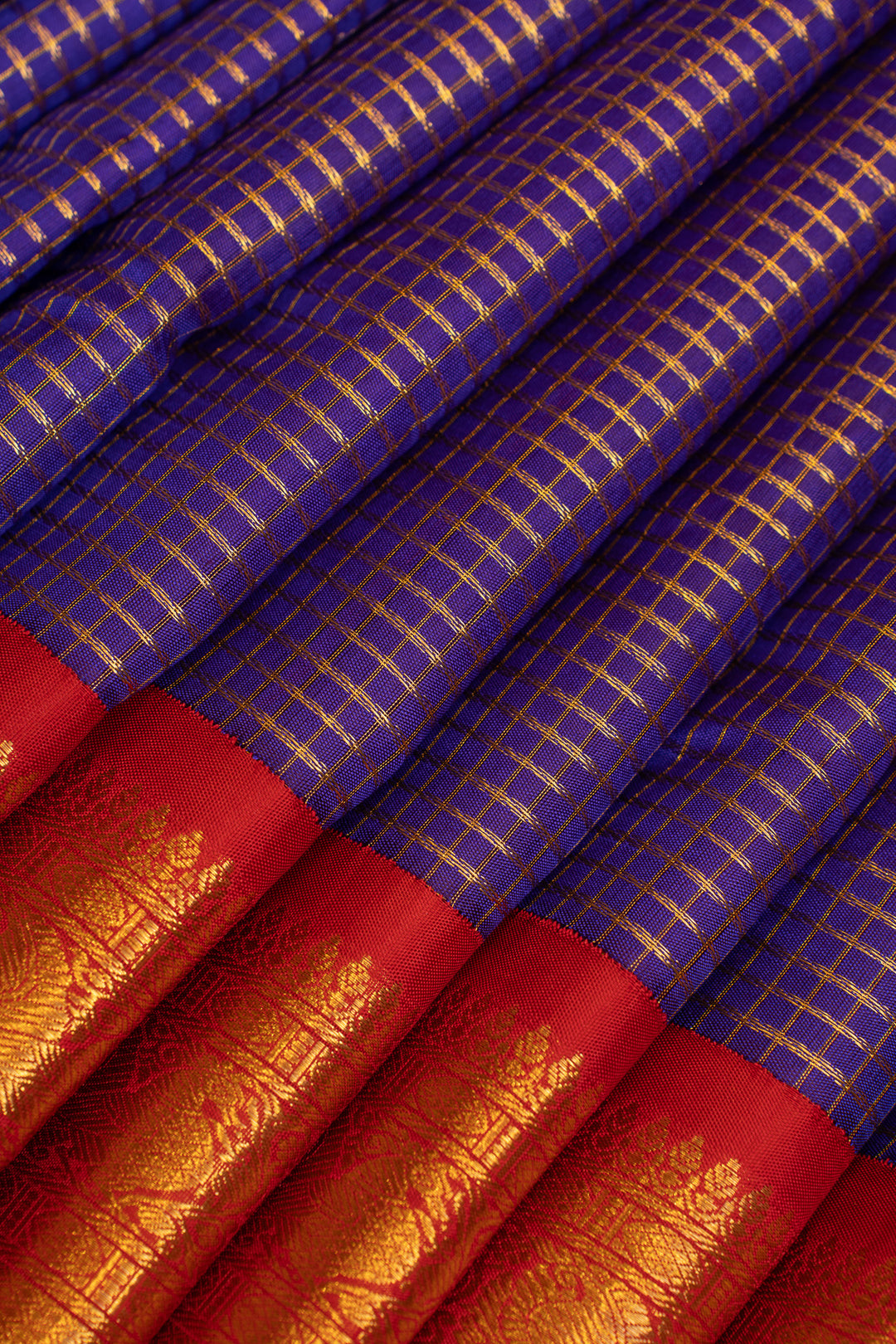 Purple and red pure Kanchipuram silk saree