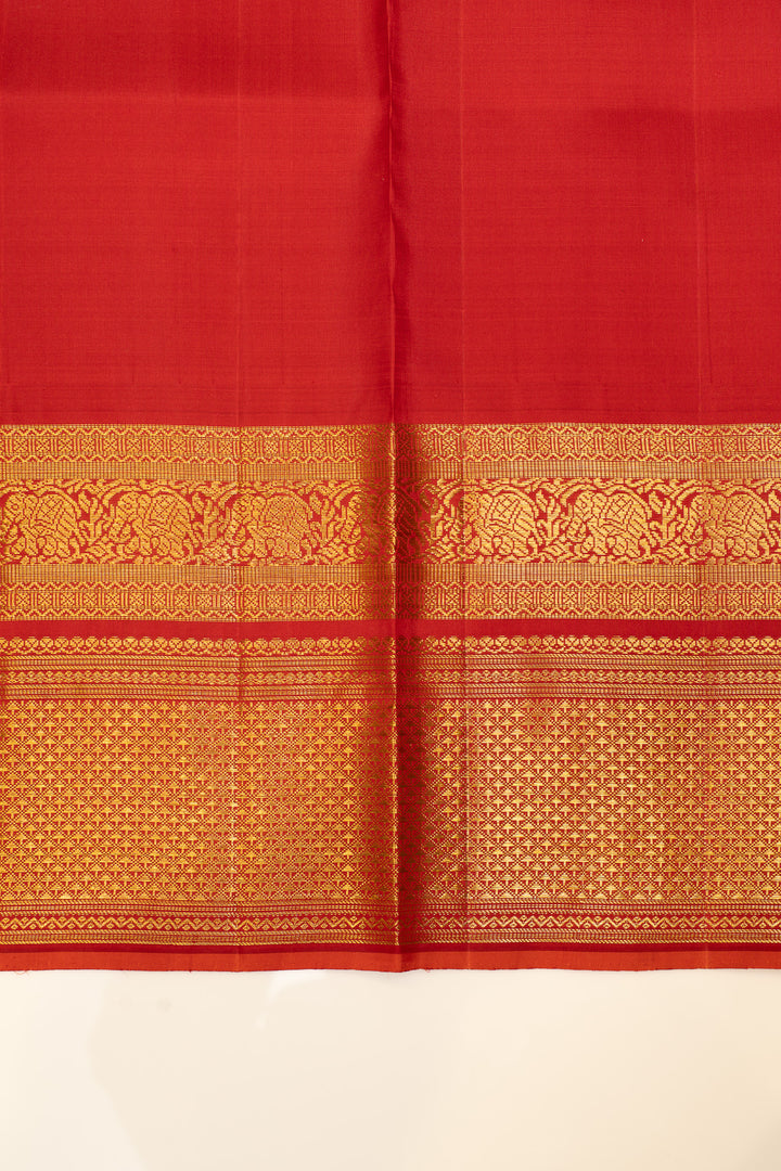 Green and red floral pure Kanchipuram silk saree