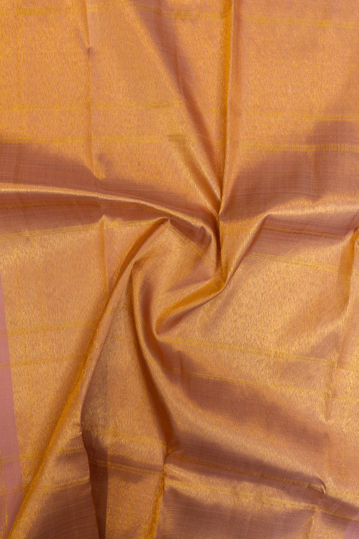 Pastel multi checks pure linen Kanchipuram silk saree