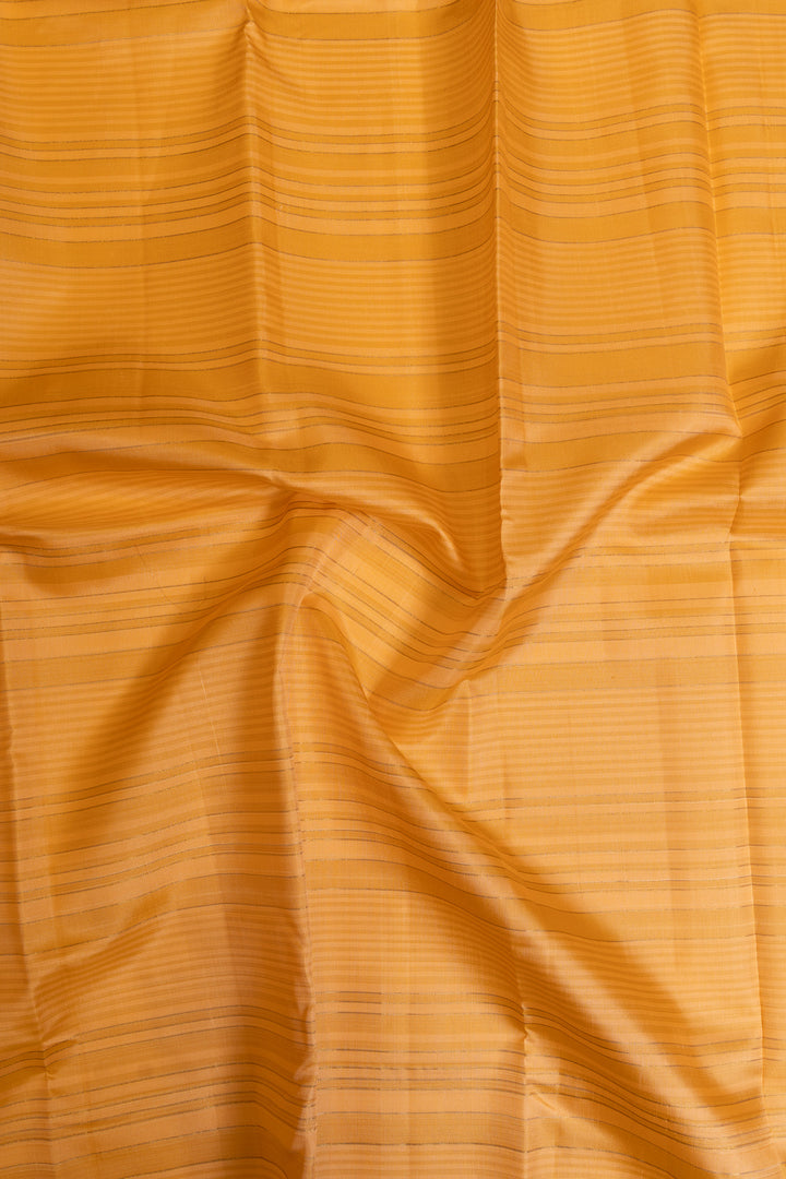 Orange and beige stripes pure Kanchipuram silk saree