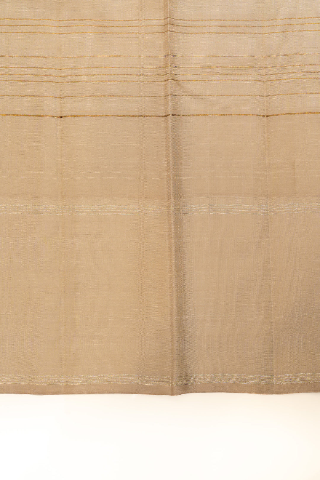 Orange and beige stripes pure Kanchipuram silk saree