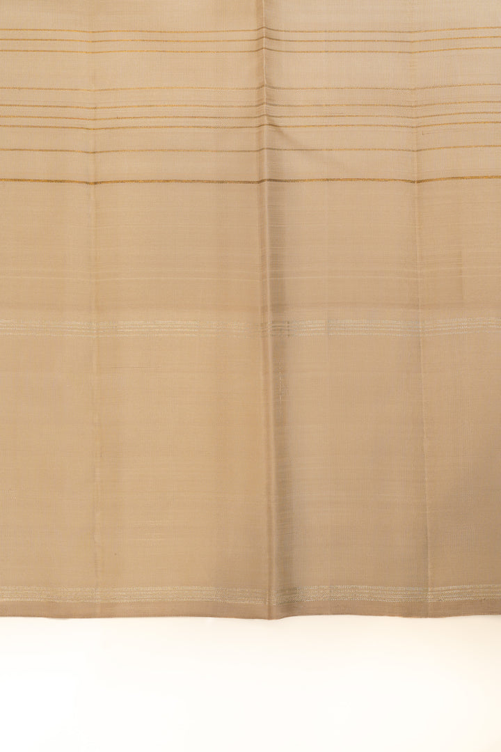 Orange and beige stripes pure Kanchipuram silk saree