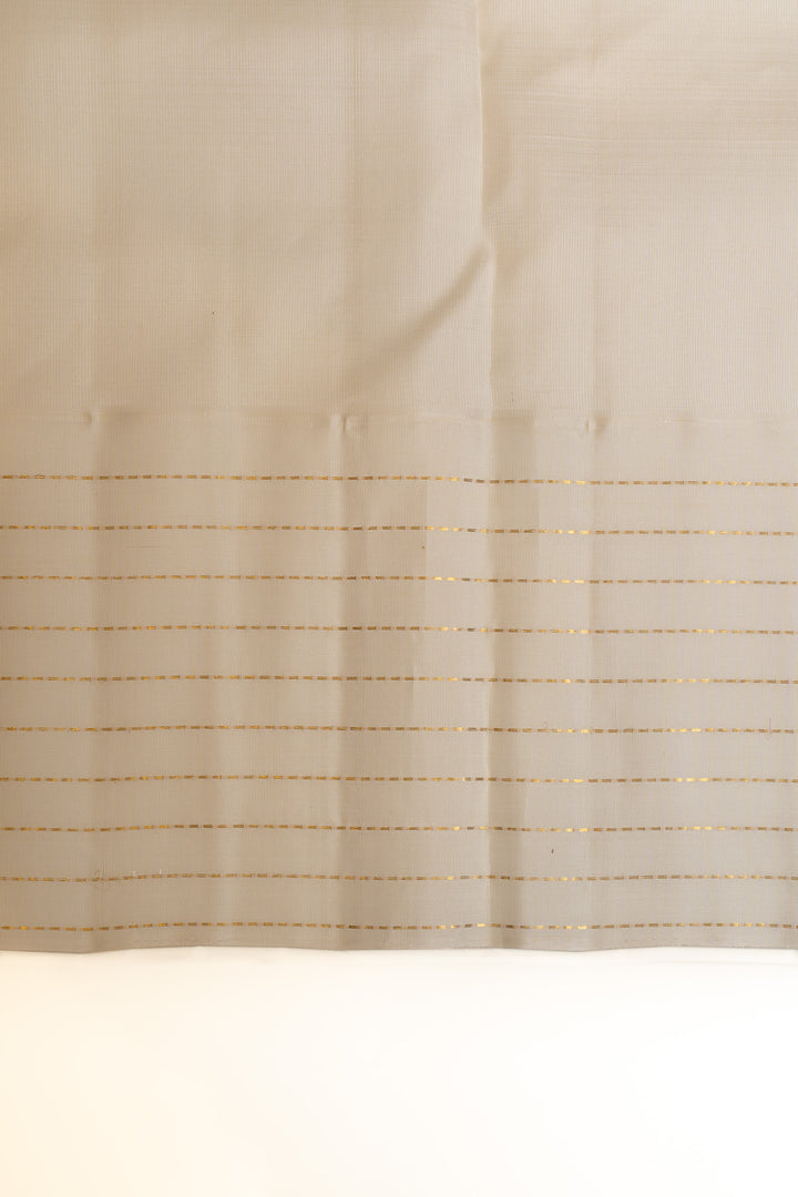 Lilac and ivory pure  linen Kanchipuram silk saree