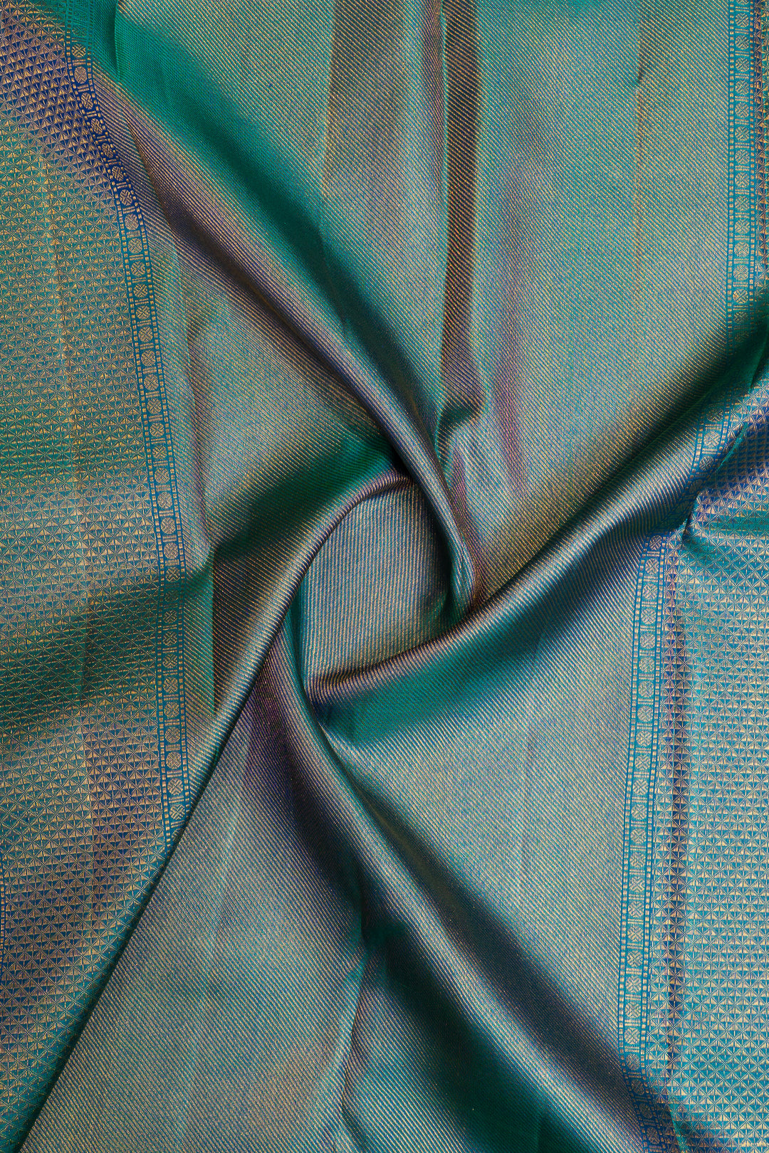 Peacock blue paisley brocade pure Kanchipuram silk saree