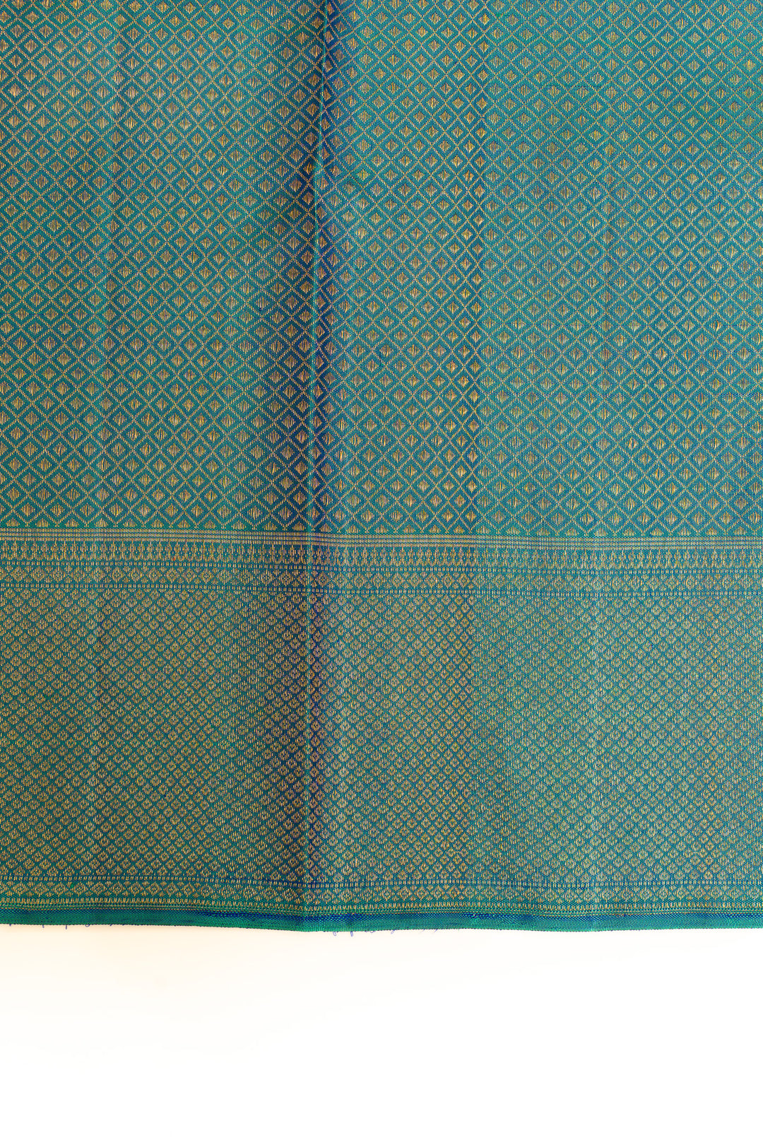 Peacock blue paisley brocade pure Kanchipuram silk saree