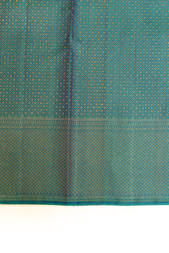 Peacock blue paisley brocade pure Kanchipuram silk saree