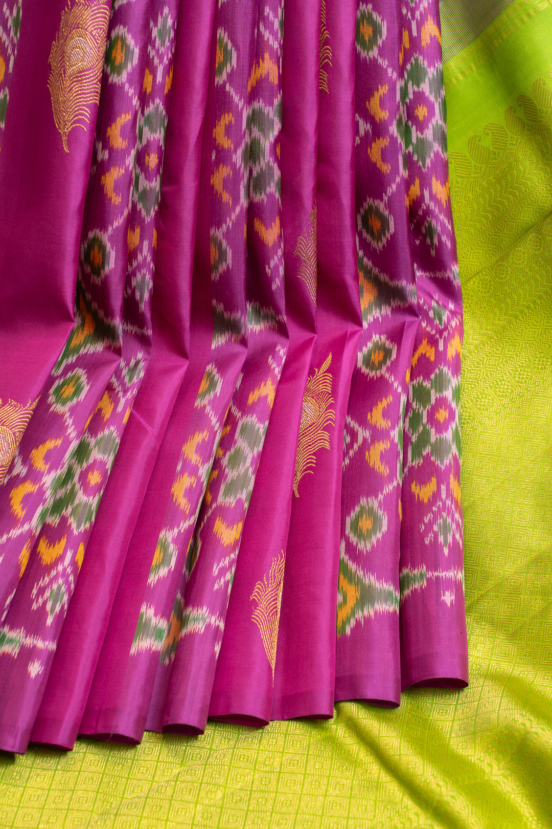 Purple ikat Kanchipuram pure silk saree