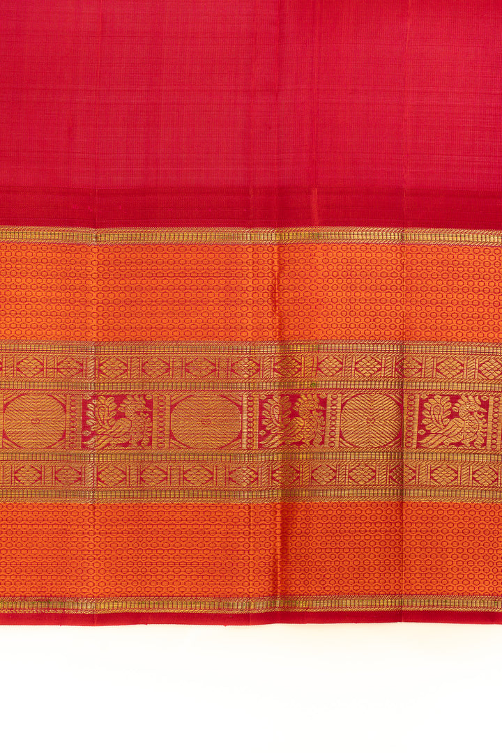 Pink and orange pure Kanchipuram silk saree