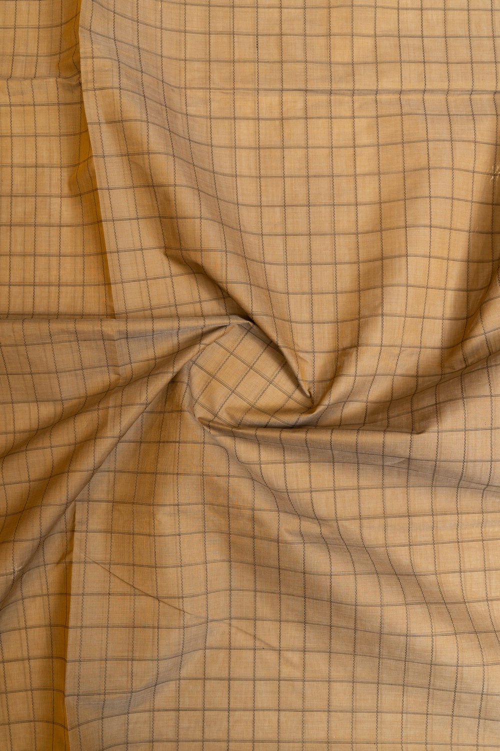 Khaki thread checks pure handloom cotton saree