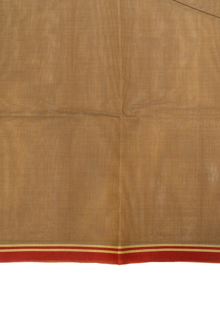 Khaki thread checks pure handloom cotton saree