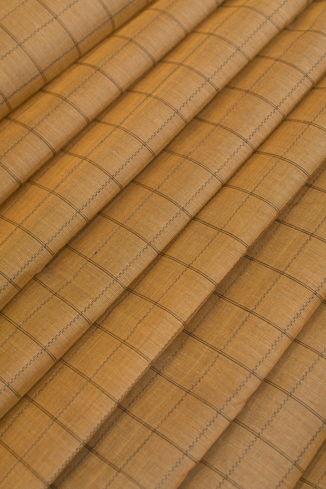 Khaki thread checks pure handloom cotton saree