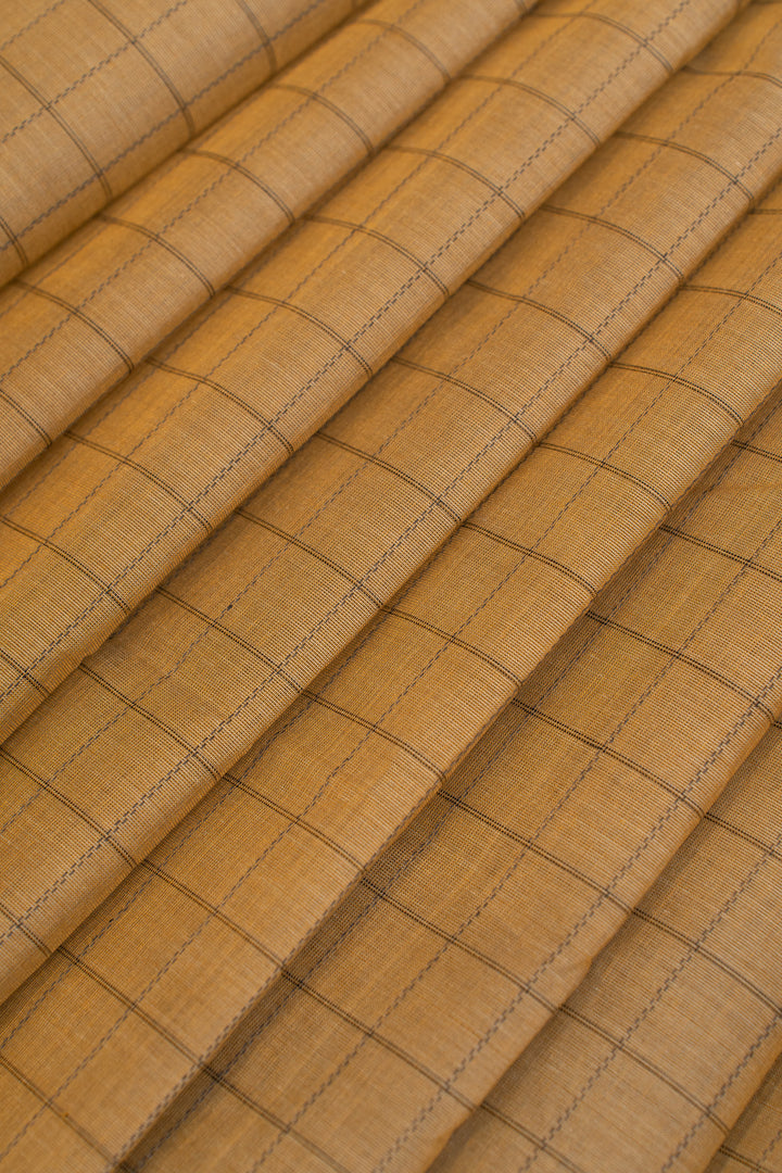 Khaki thread checks pure handloom cotton saree