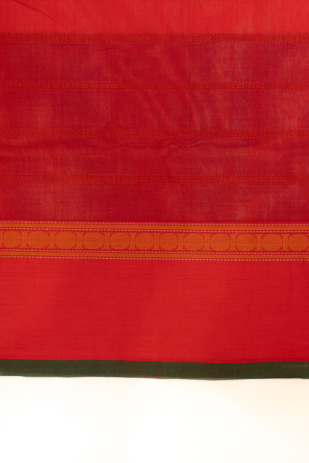 Rust orange and maroon stripes pure handloom cotton saree