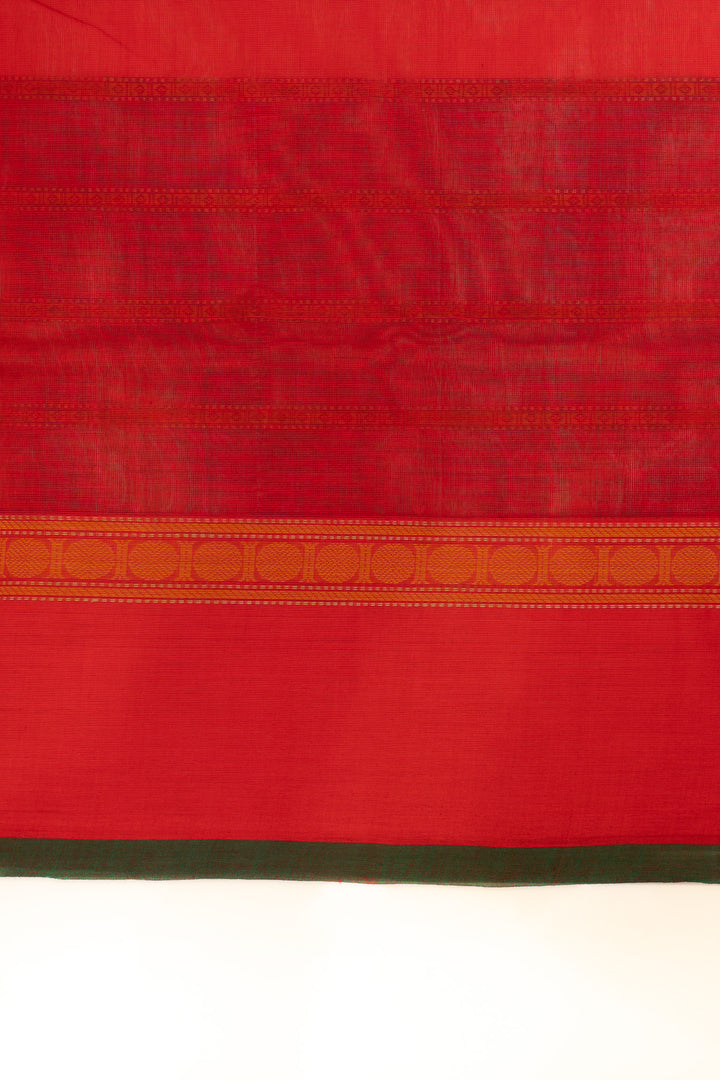 Rust orange and maroon stripes pure handloom cotton saree