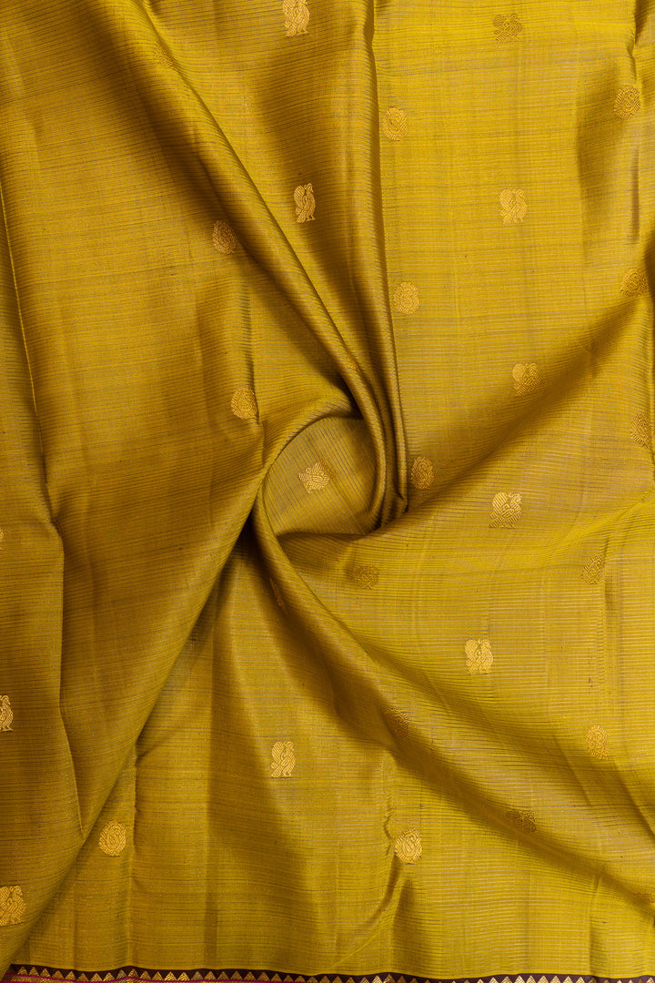 Mehendi green and brown pure Kanchipuram silk saree