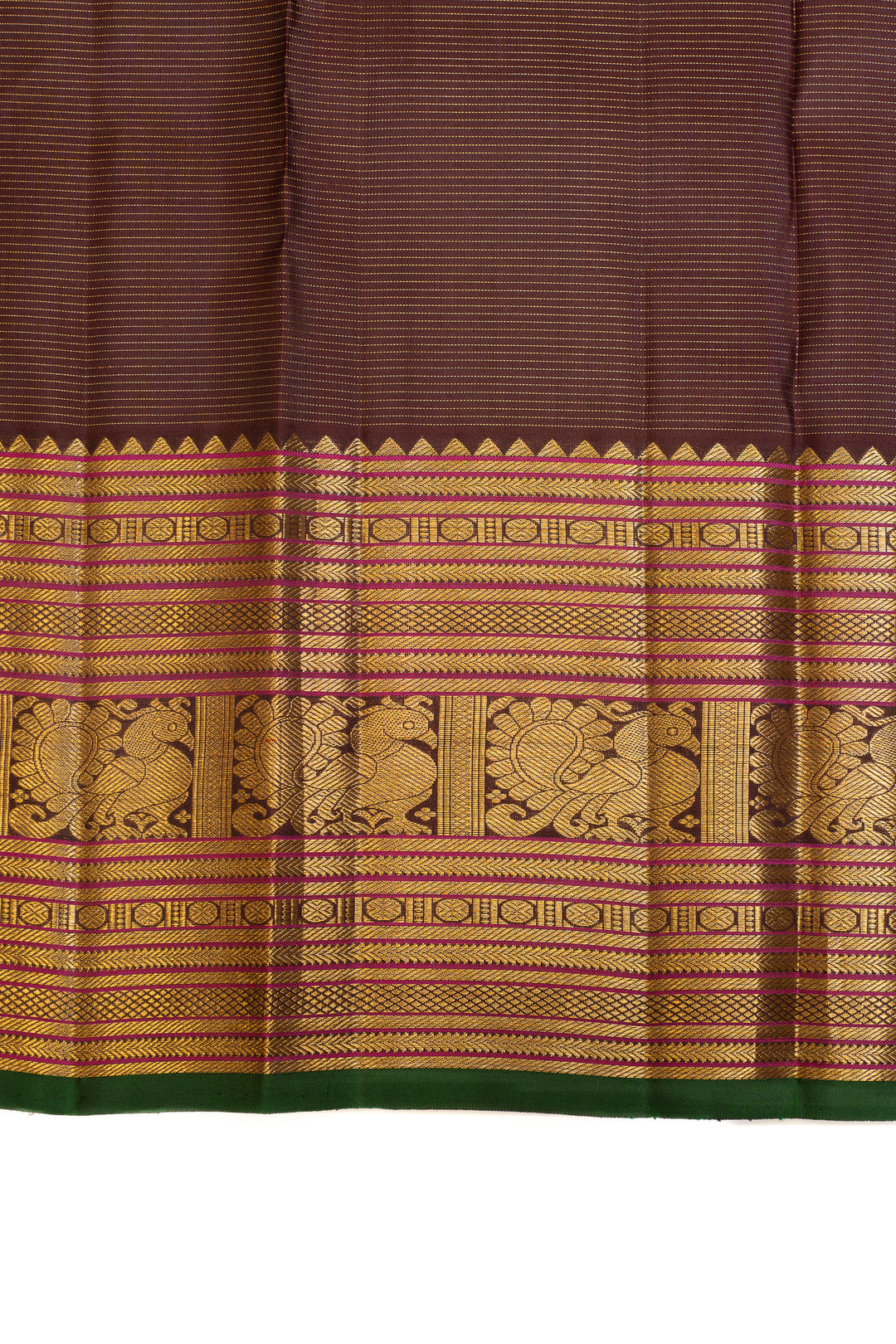 Mehendi green and brown pure Kanchipuram silk saree