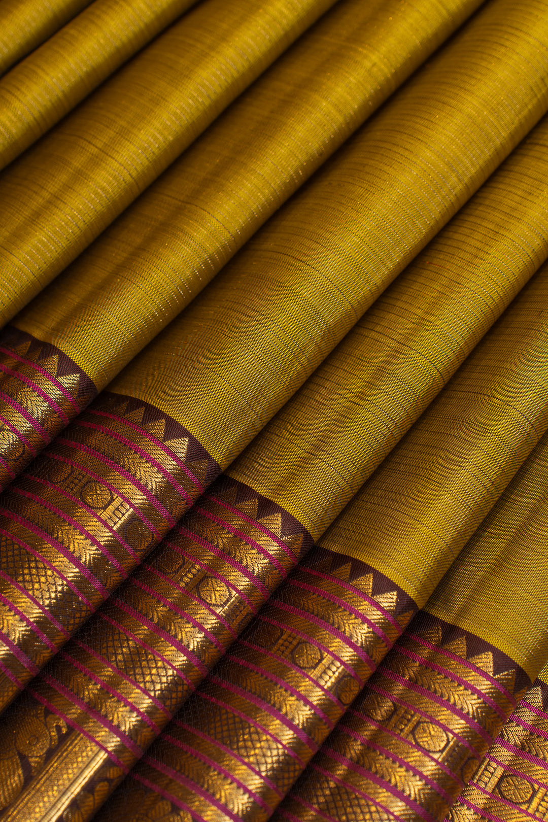 Mehendi green and brown pure Kanchipuram silk saree