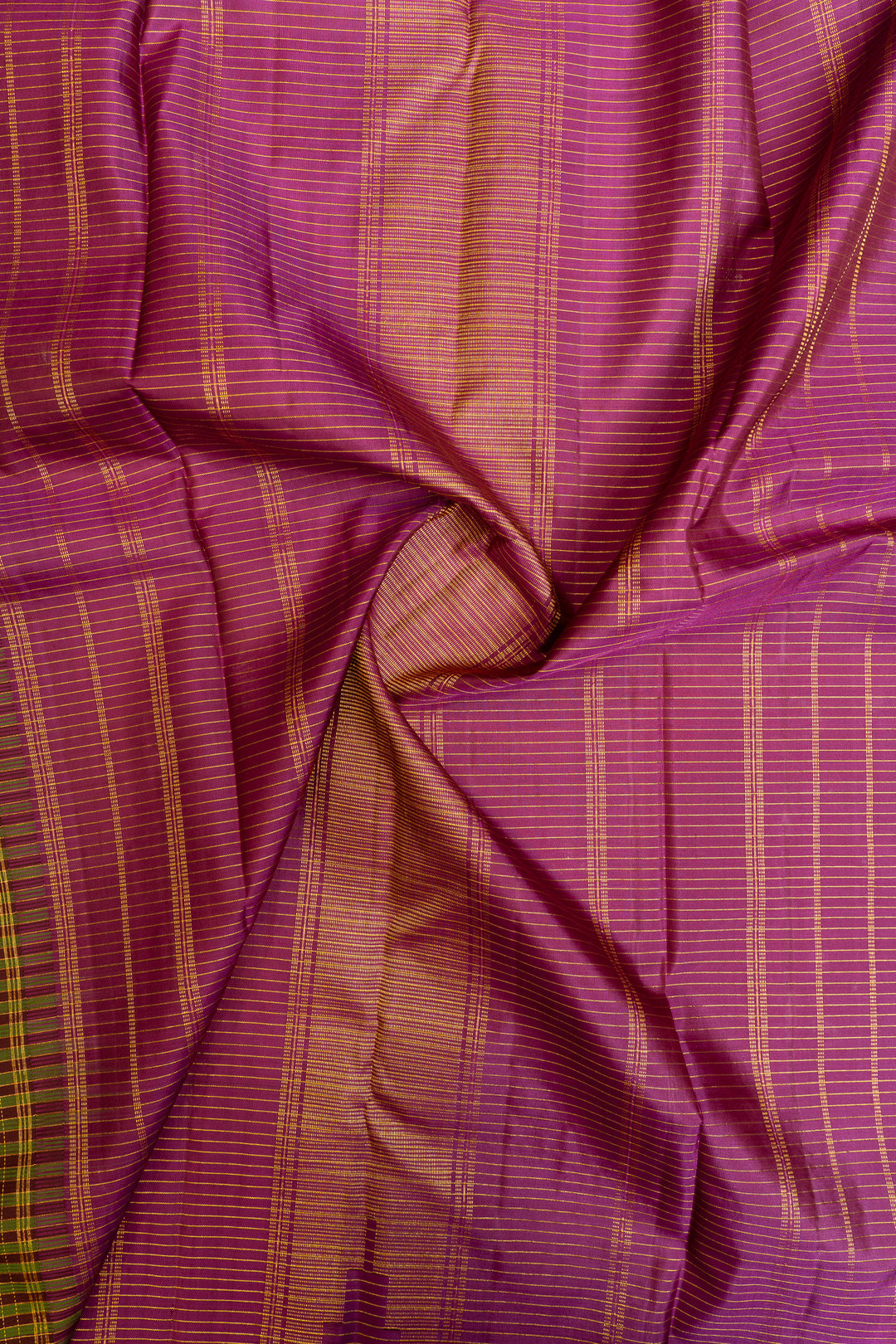 Green and magenta zari checks pure Kanchipuram silk saree