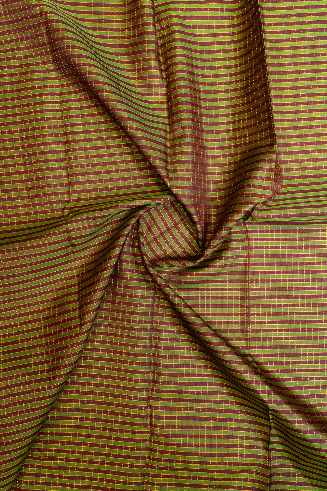 Green and magenta zari checks pure Kanchipuram silk saree