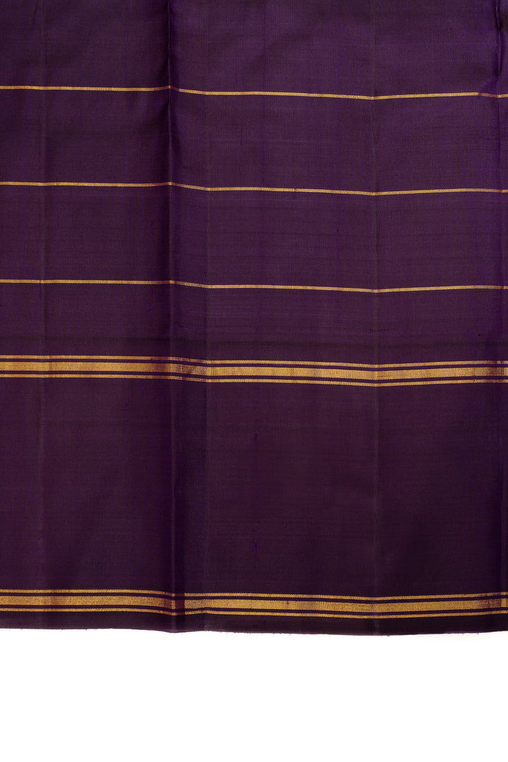 Green purple multi checks pure Kanchipuram silk saree