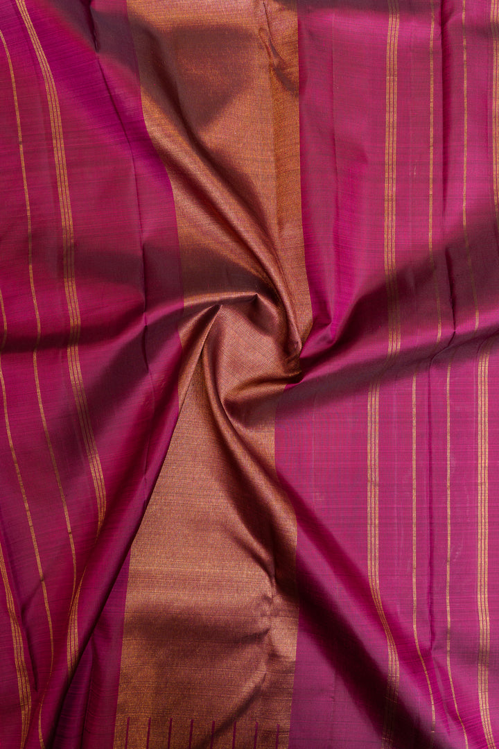 Magenta borderless pure Kanchipuram silk saree